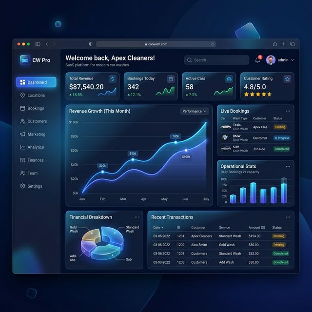 Dashboard Car Wash Pro